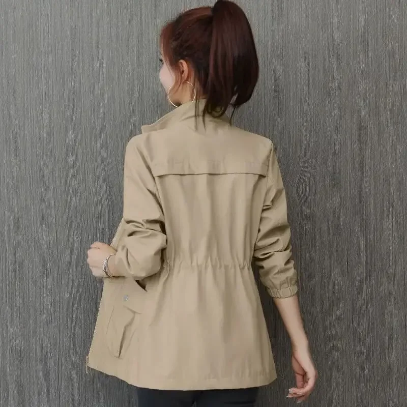 FASHION Women Double Layer Windbreaker Autumn Casual Slim Coat Fashion Plus Size 4Xl Stand-Up Collar Ladies Jacket