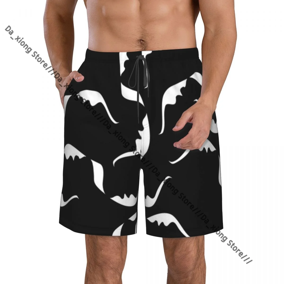 

Мужские купальники, короткие плавки, силуэт поцелуя пары, пляжные шорты, шорты для плавания и серфинга