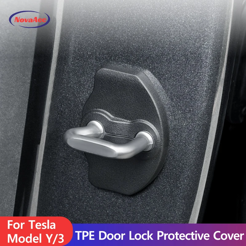 4PCS Door Striker Cover for Tesla Model 3 and Y Compatible with Model 3 2024 Refresh Highland Car Interior Accessories