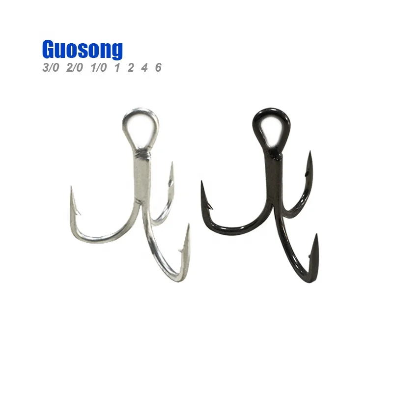 

3/0 2/0 1/0 1 2 4 6 Hooks 4X Strong Saltwater Jigging Treble Hook 100pcs/bag Assist Fish Needle Point Hook