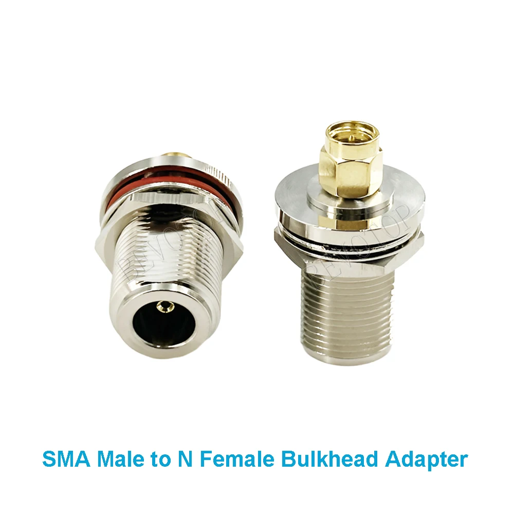 10PCS SMA Male Plug to N Female Jack Bulkhead Nut RF Adapter Connector Coaxial High Quanlity 50ohm Nickel plated