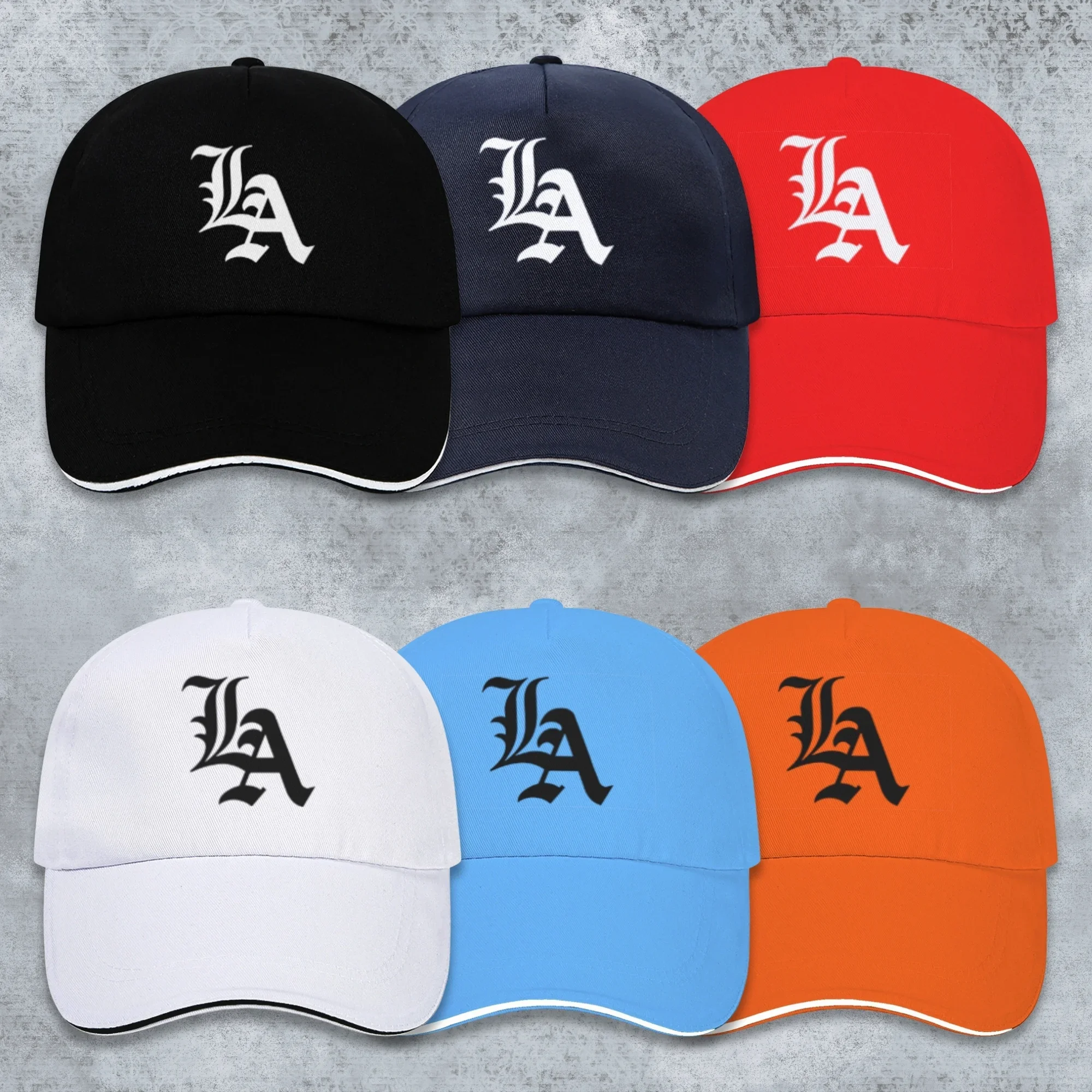 1pc Gothic Alphabet LA Retro style unisex Baseball Cap Adjustable four seasons casual sports sun Block Cap Hip Hop trend cap
