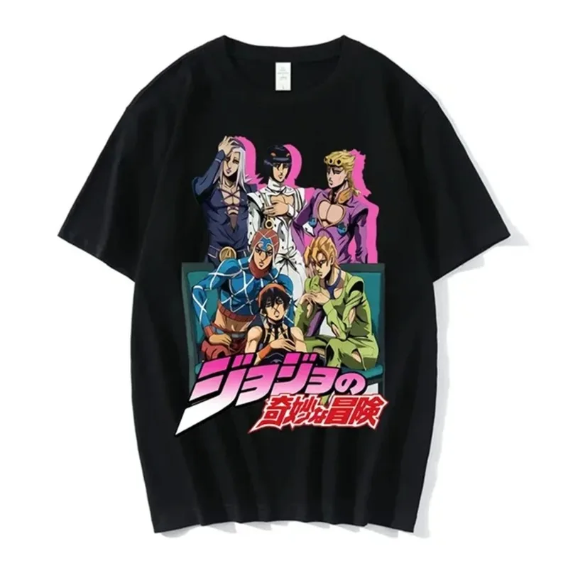 

Japanese Anime Jojo's Fantastic Adventure Print T-shirt Fashion Trend Comfortable Cotton Crewneck Short-sleeved Breathable Tops