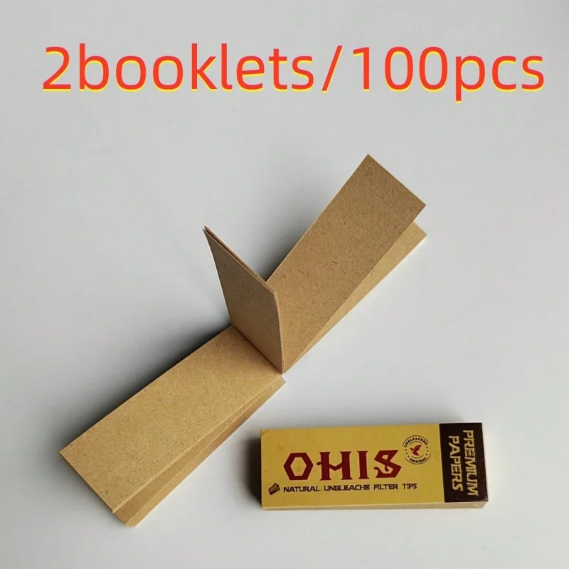 2booklets/100pcs 60*21mm Natural Unrefined Rolling Papers Filter Tips Cigarette Accessories