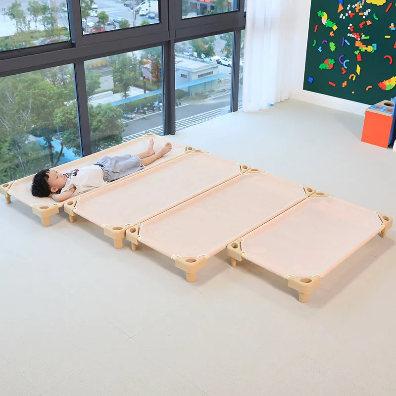 Children's care class breathable mesh siesta kindergarten single siesta bed canvas stacked children's mes