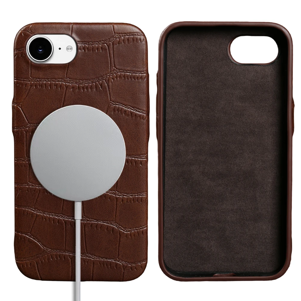 

Чехол из крокодиловой кожи для iPhone 17e, 16e, 17 Pro Max, 16, 15, 14, Air, 13, 12 Mini с поддержкой MagSafe, магнитная задняя крышка-накладка