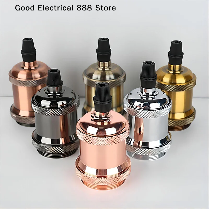 Retro Mall Inline Badge Ceiling Lamp Holder Aluminum E27 Lamp Holder Set Single Lamp Holder 1M Cord Vintage Style Lamp Holder