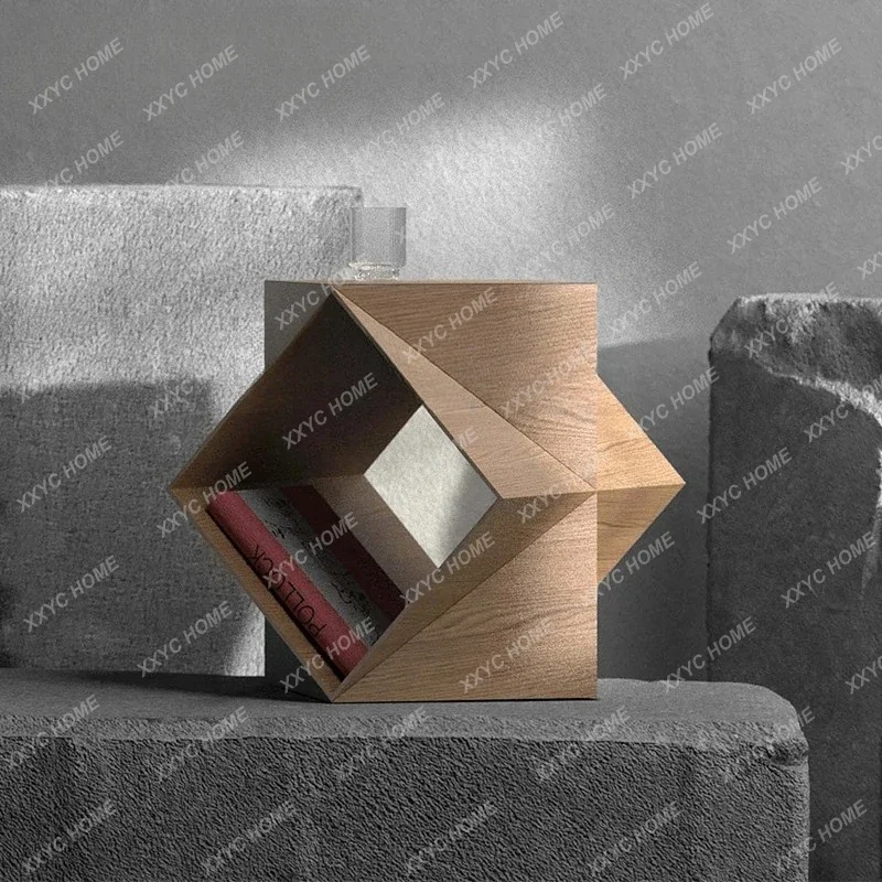 A Polyhedral corner few solid wood creative art sofa edge few solid wood simple movable coffee table