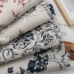 150x50/200CM Cotton Linen Black and Red Peonies Printed Fabric For Tablecloths Curtains Handbags Handmade DIY FabricTJ21795