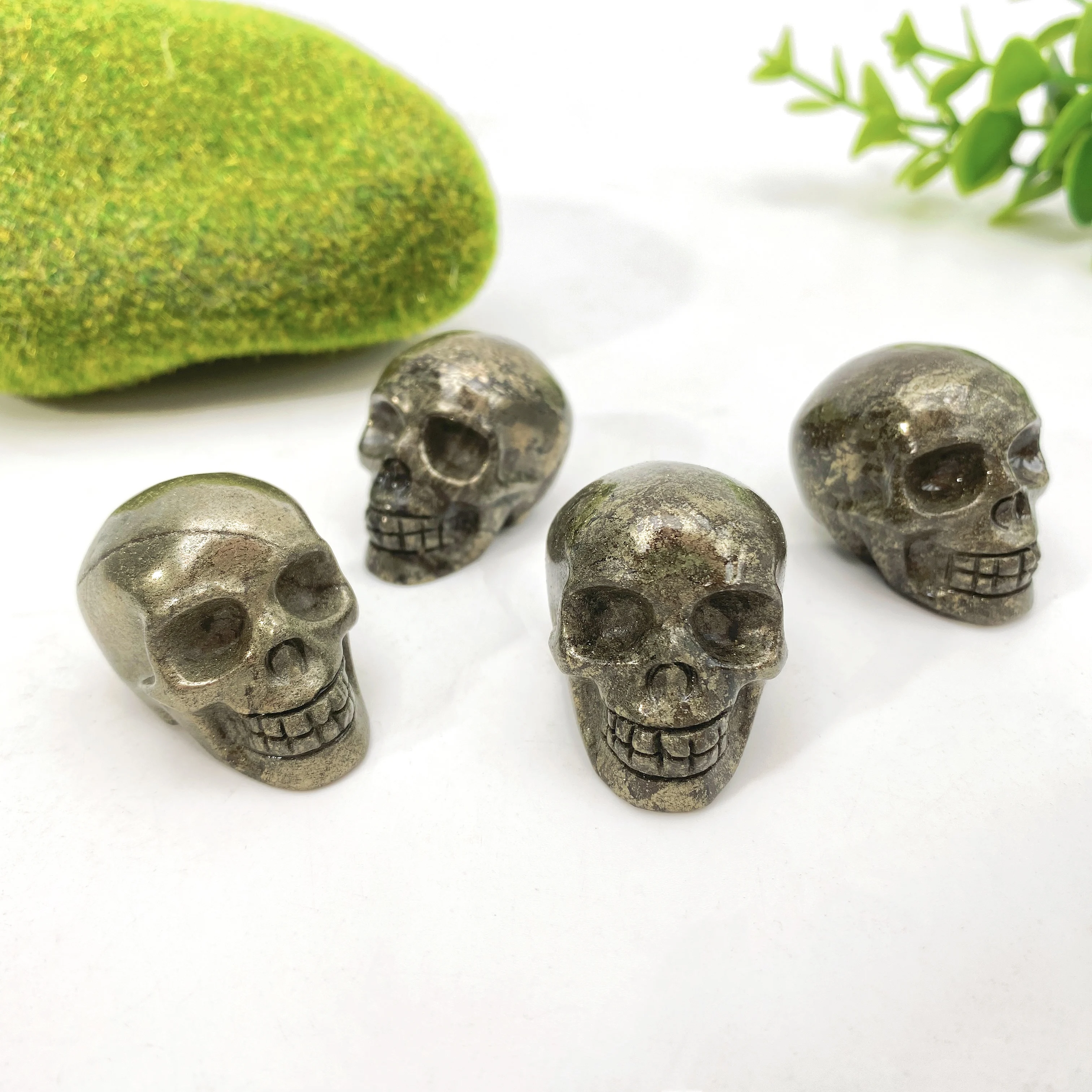 Random 1PC Pyrite Skull Carving,Stone Collections,Excellent Gifts,Family And Friends Gift,DIY Decoration,Room Decoration.