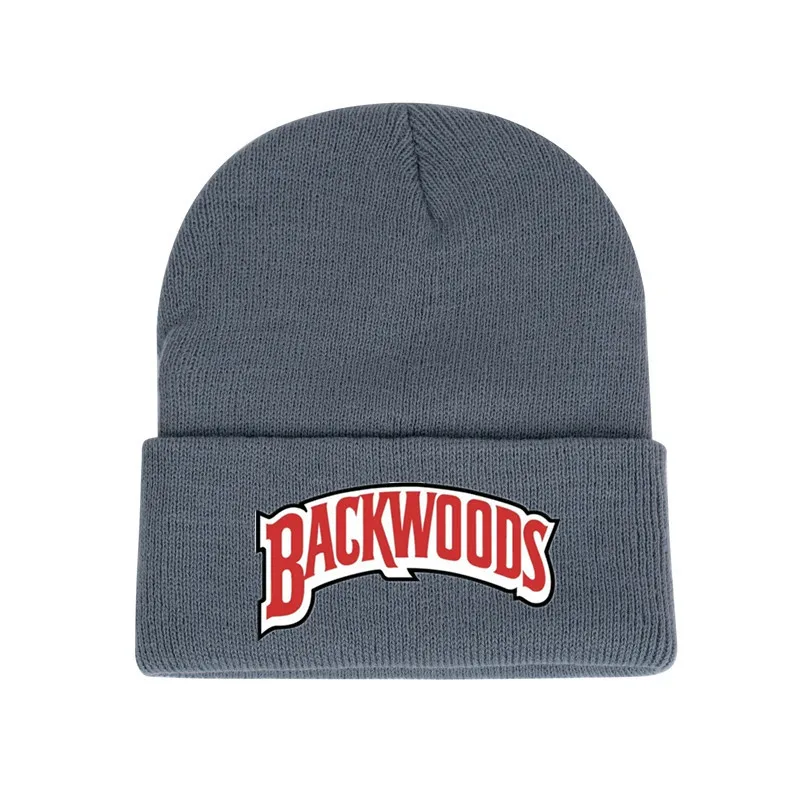 17x27cm BACKWOOD embroidery knitted beanies for Autumn Winter flexible soft warm  cap unisex Gift