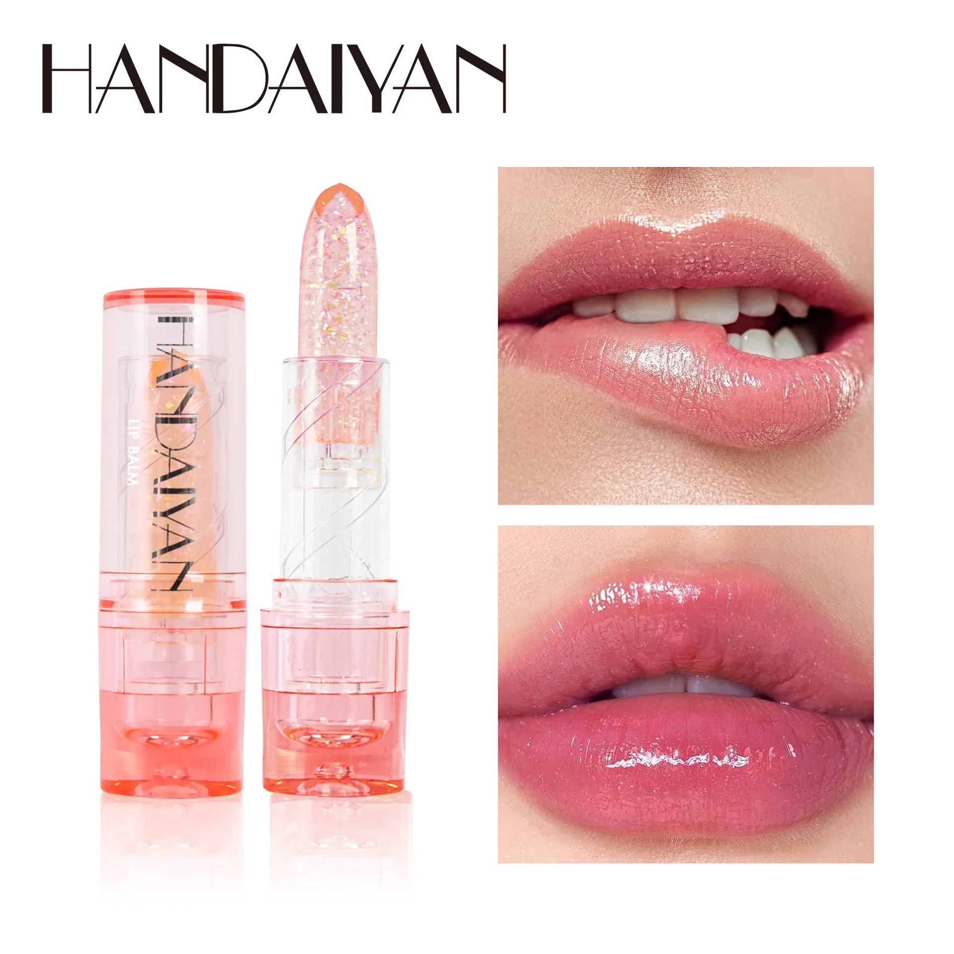 

HANDAIYAN Moisturizing Lip Gloss Color Changing Lipstick Long lasting jelly glitter Korean Cosmetics Makeup For Women
