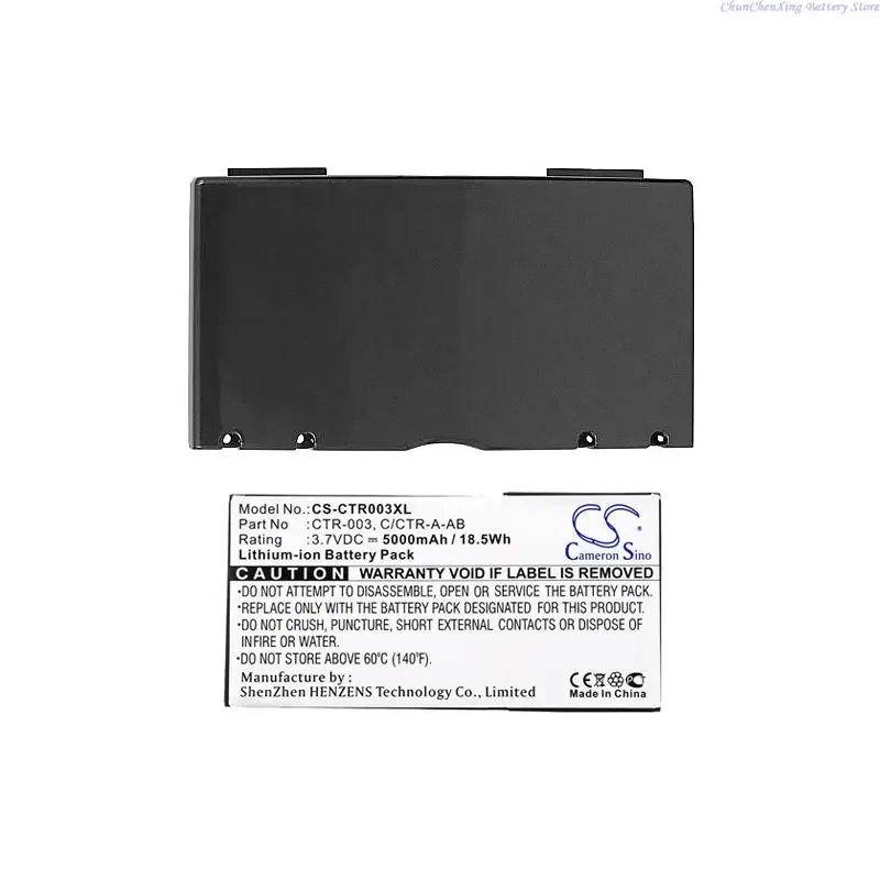 CTR003XL 5000mAh Game Console Battery C/CTR-A-AB, CTR-003 for Nintendo 3DS, CTR-001, MIN-CTR-001 18.5WH Digital Batteries Parts