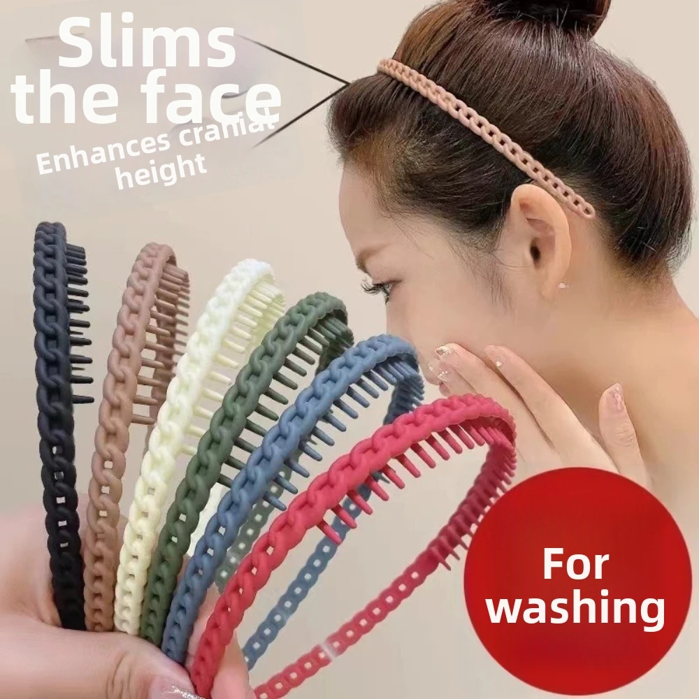Frosted Texture Anti Slip Headbands Toothed Design Thin Braided Toothed Headbands Multicolor Wave Anti-Slip Teeth Hair Bands