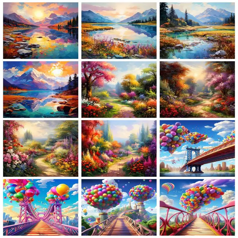 

RUOPOTY 5D Diamond Painting Landscape Full Square/Round Rhinestone Mosaic Embroidery Cross Stitch Kit Home Decor Gift