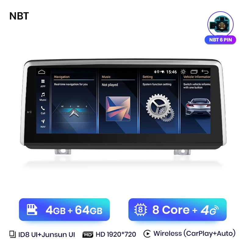 Junsun Draadloze CarPlay Andorid Auto Radio Voor BMW 2-serie F45 F46 F87 2013-2018 Intelligent systeem Stereo GPS-navigatie - afbeelding 1