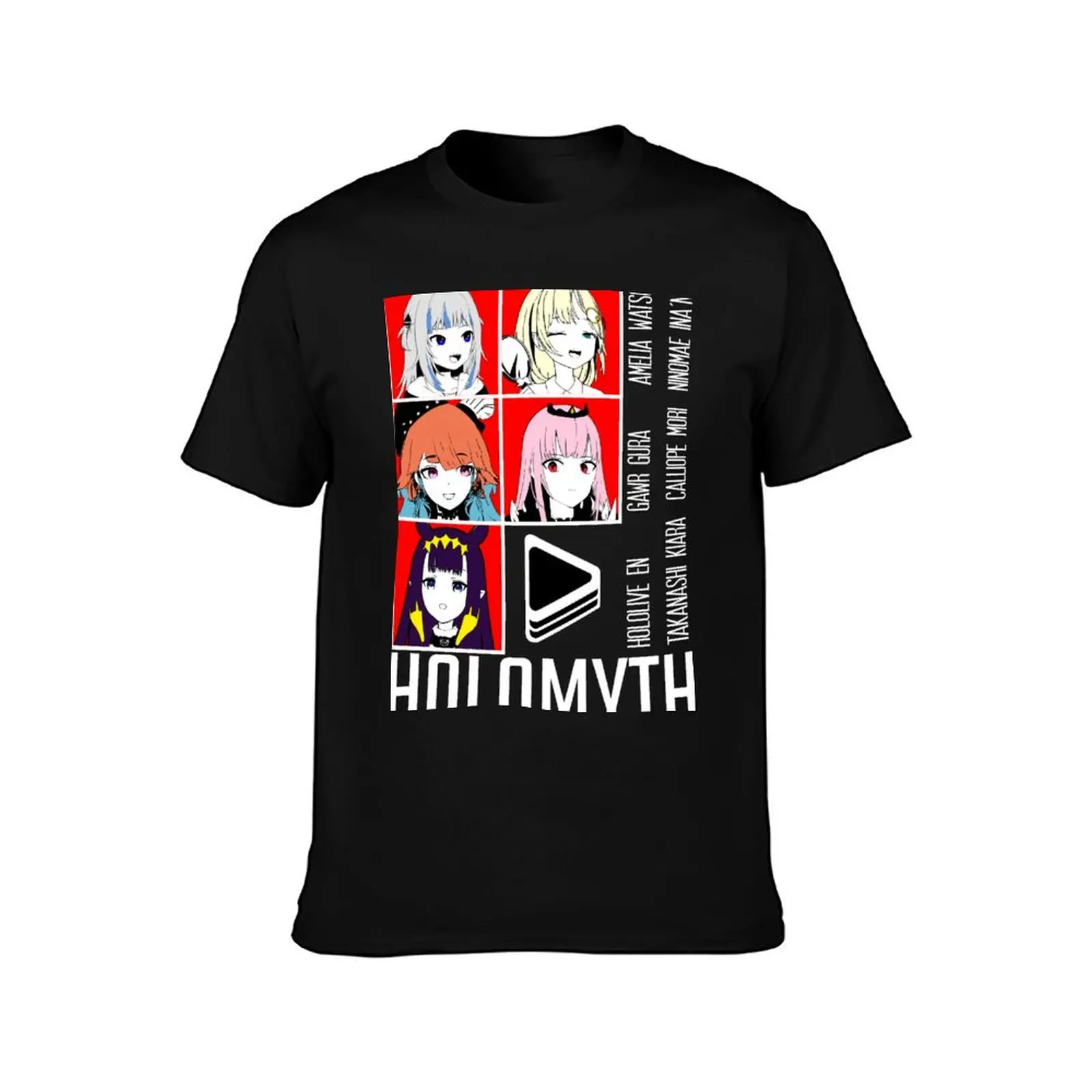 Hololive EN Holomyth Red Panel T-Shirt Plus Size All Match Tee Shirt T-Shirt