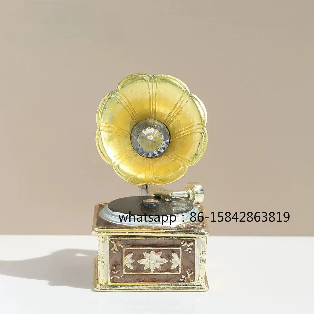 Gramophone Jewelry Box Ornament, Decoration Enamel Color Record Machine Small Gift
