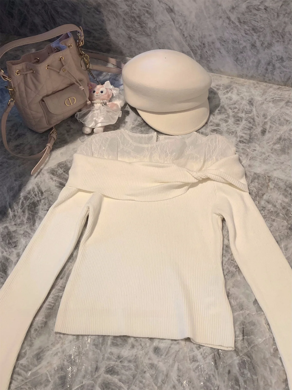 

Rosewth Initial Snowflake Gentle Pure Desire Lace Knitted irt Slimming Base Layer irt Knitted Long Sve round Ne Pure...