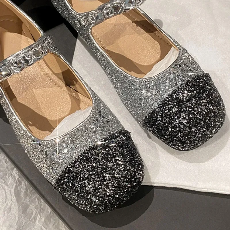 Luxury Designer Women Mary Jane Shoes Elegant Pearl Shiny Square Toe Footwear Large Size 2025 Spring Low Heels Ladies Pumps image 6