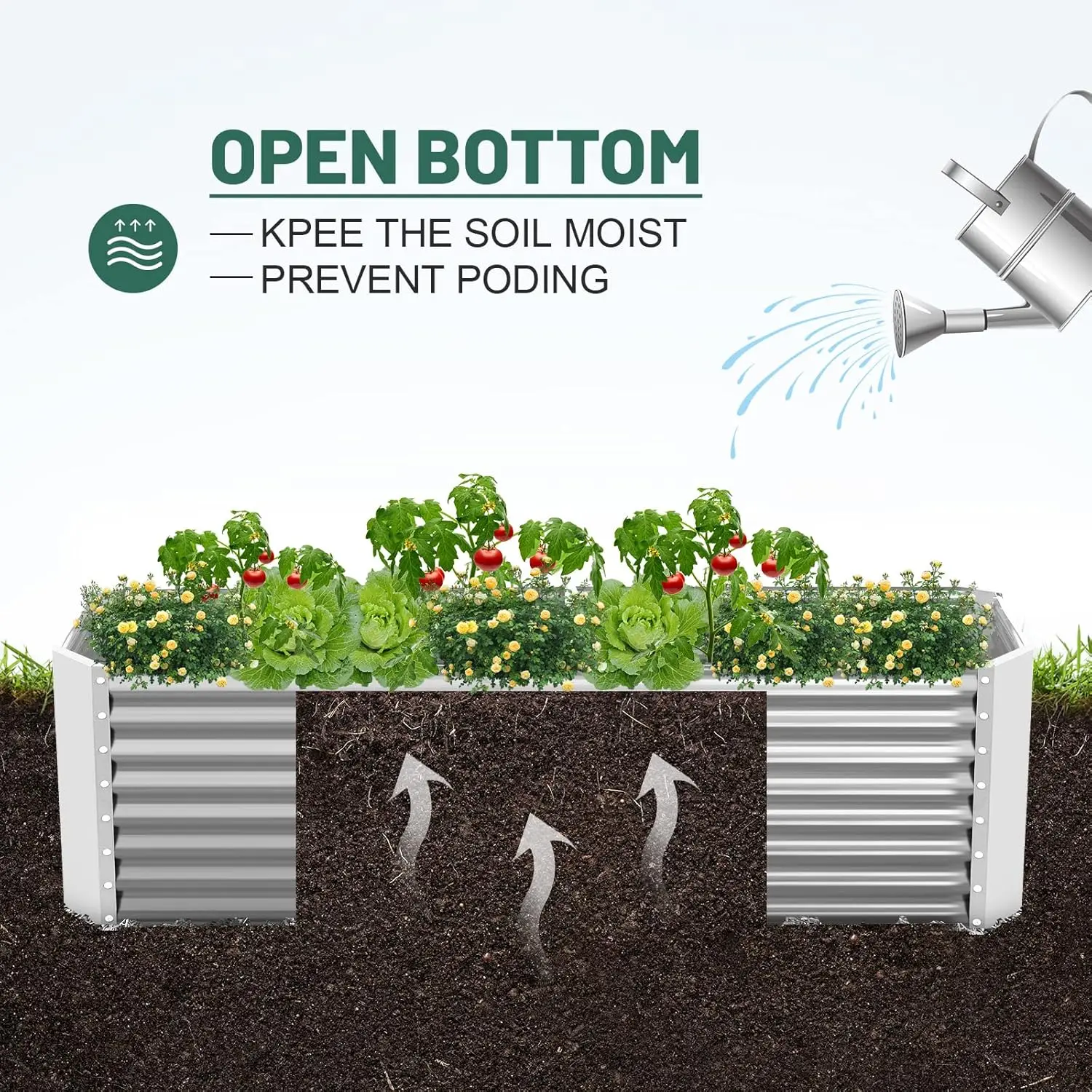 8x4x2 ft Galvanized Raised Garden Bed Kit, Large Metal Planter Box for Outdoor Vegetables