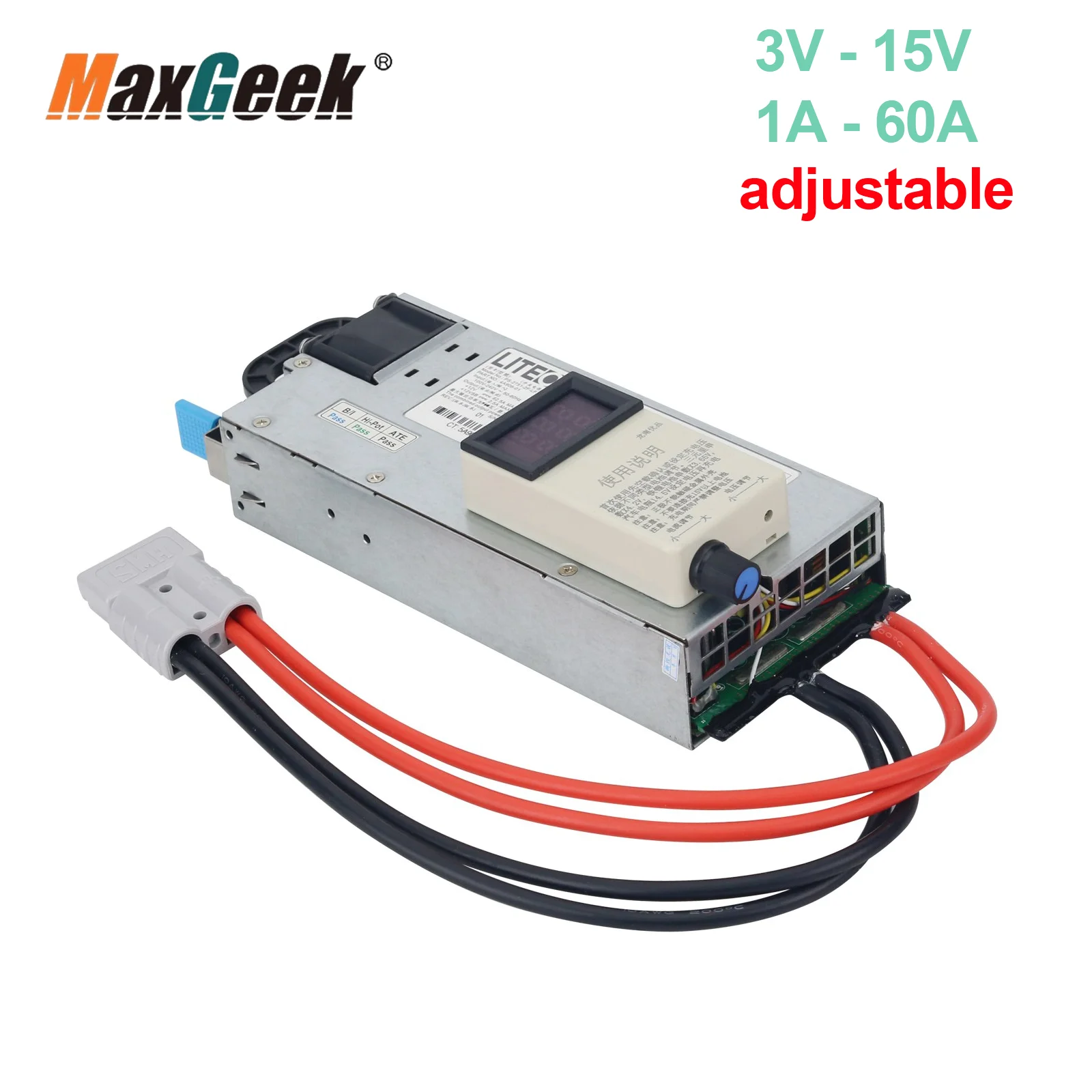 Maxgeek 3-15V 1-60A Regulated Power Supply RV Programmable Power Supply Car Storage Battery Charger Adjustable Charger