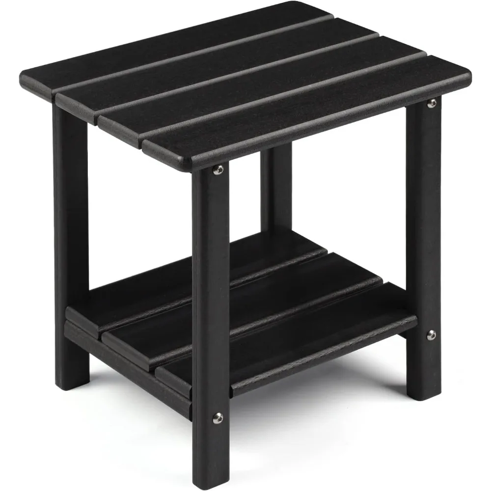 

Adirondack Outdoor Side Table, 2-Tier Sturdy Patio End Table Weather Resistant, 16.5" Solid Side Table for Patio, Porch (Black)