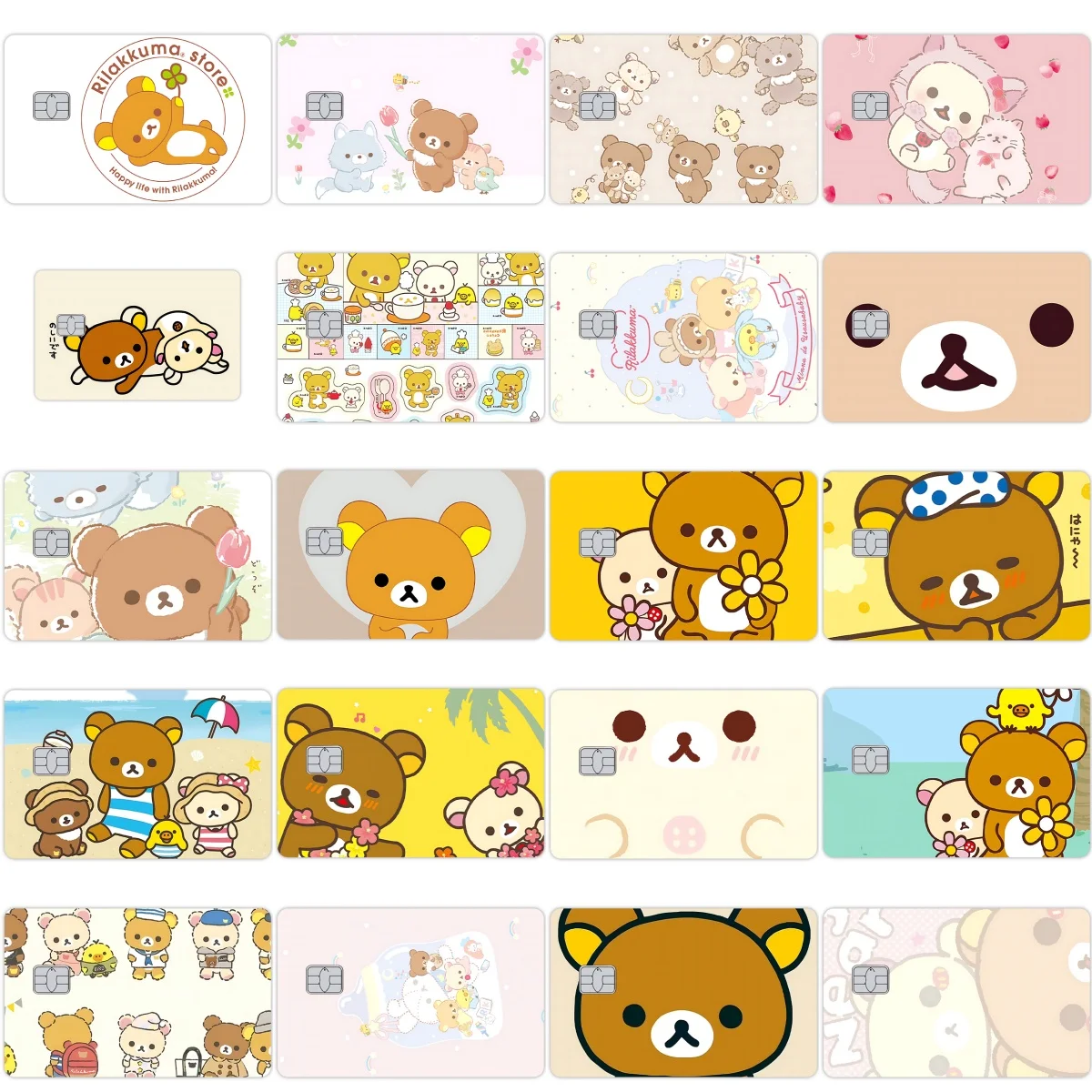 

Cartoon 1pc Rilakkuma Credit Debit Card Front Skin Stickers Film Anime Kawaii Cute Bus Metro Rice Card Self-adhesive Decal Decor