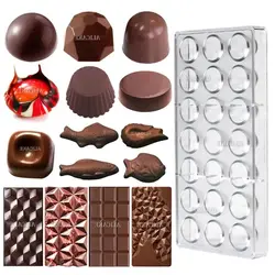 1Pcs Chocolate Mold Polycarbonate Heart Sphere Diamond Shape Candy Bar for Confectionery Baker Pans Tray Baking Pastry Tools