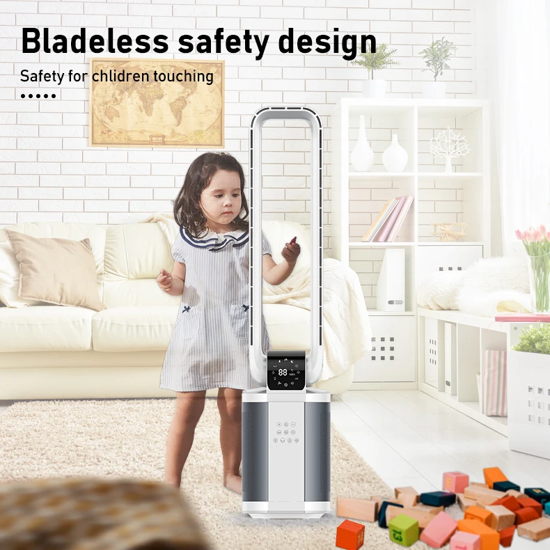 Ventilador de torre Lasko de 12 pulgadas, humidificador, silencioso, sin aspas, para enfriamiento de habitaciones.