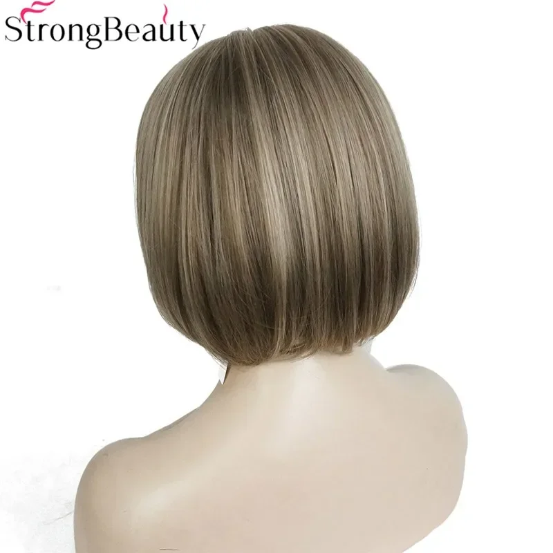 StrongBeauty Short Bob Wigs Synthetic Straight Cosplay Women Wig 10 inches