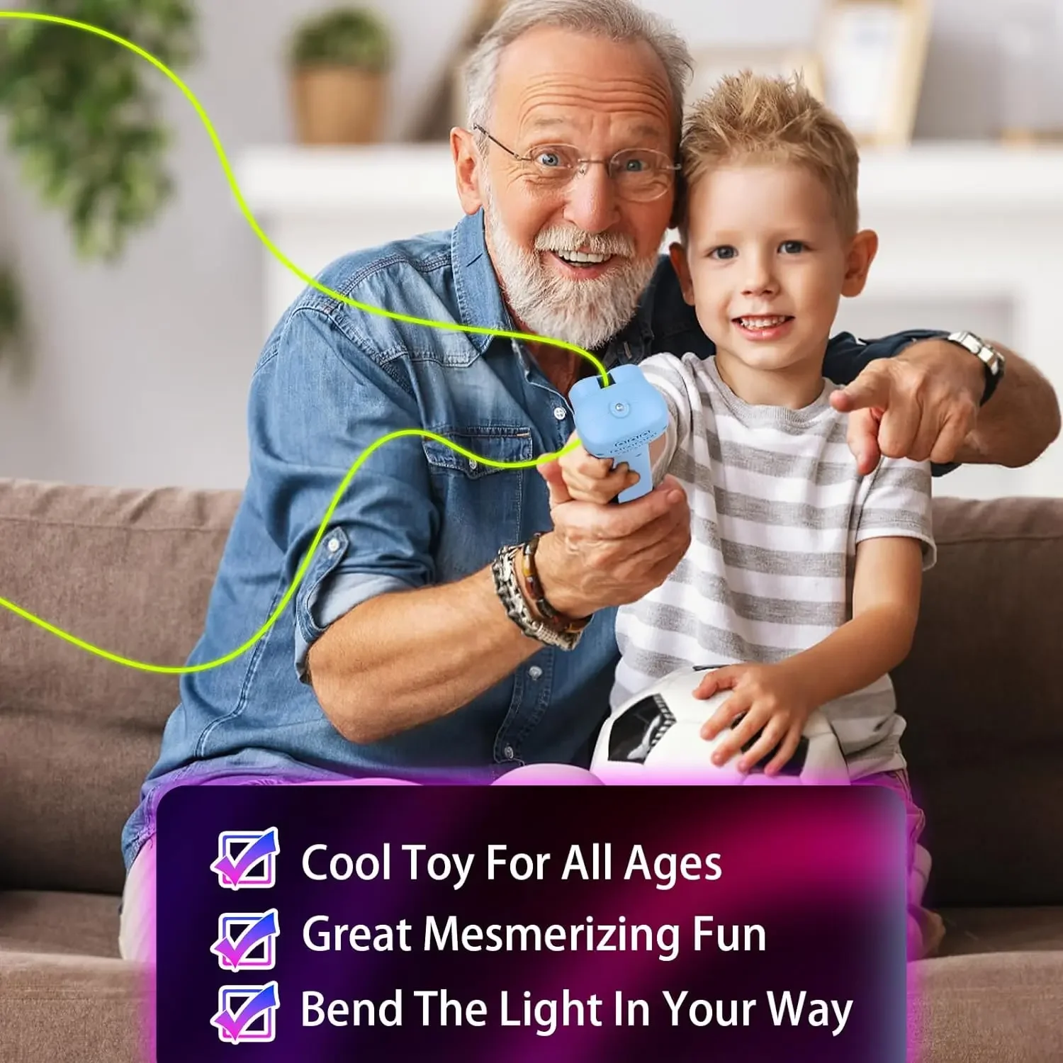 Luminous String Flying Rope Launcher Toy Adjustable Speed Handheld Loop Lasso Spinner Interactive Fidget Toy for Kids Boys Girls