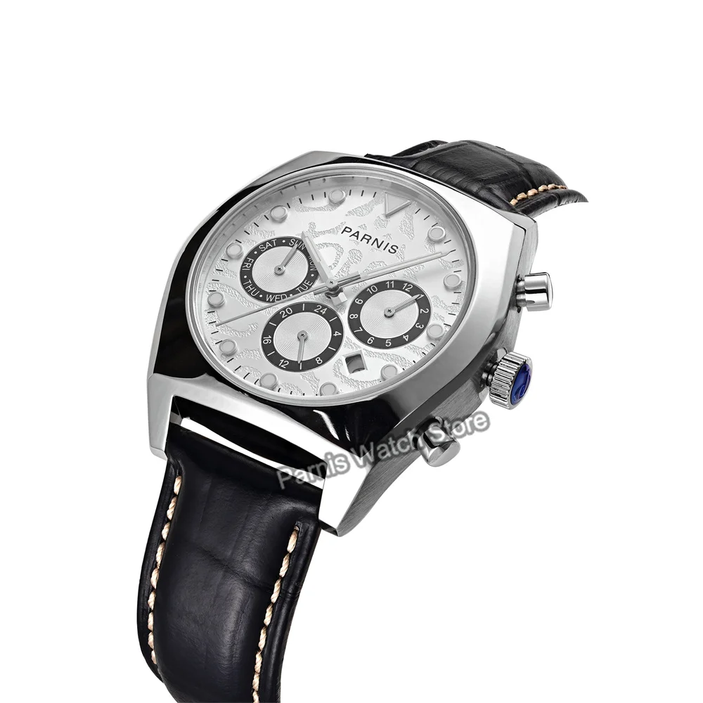 Parnis 40mm Automatic Men's Watch White Color Dial Sapphire Crystal Popular Stainless Steel Case