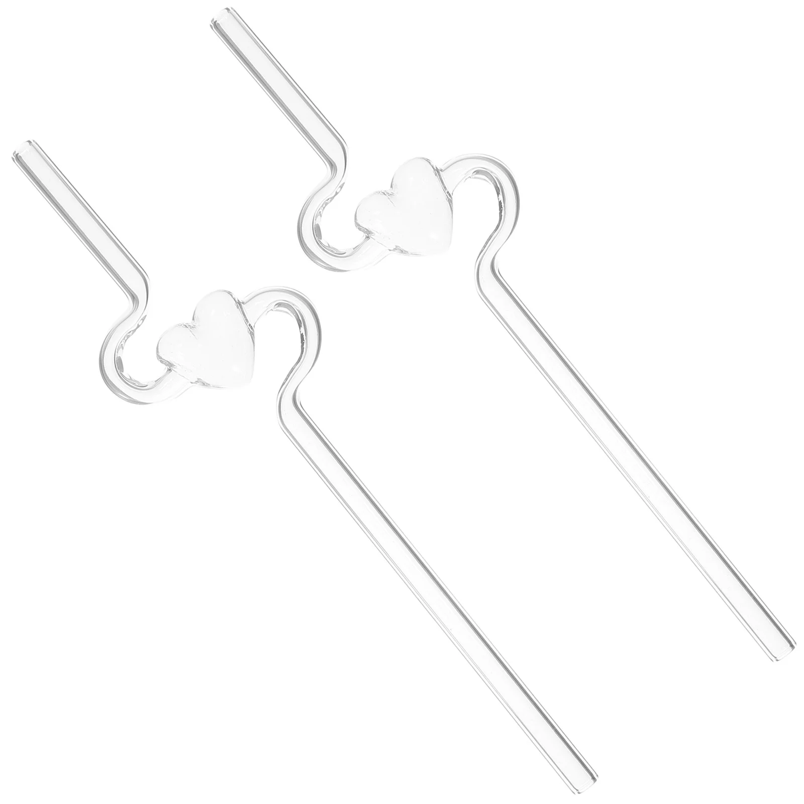 

2Pcs Heart-Shaped Glass Straws Reusable Transparent for Juice Smoothies Cocktails Valentine's Day Wedding Party Favors
