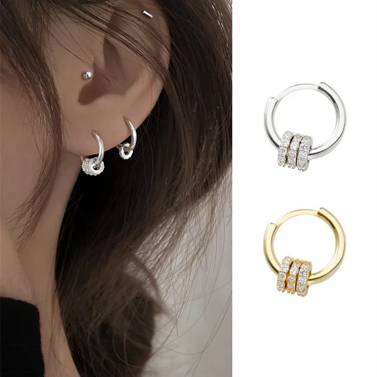 2024 New Trendy Round Hoop Earrings for Women 925 Sterling Silver Zirconia Inlaid Removable Earrings Women's Fine Jewelry