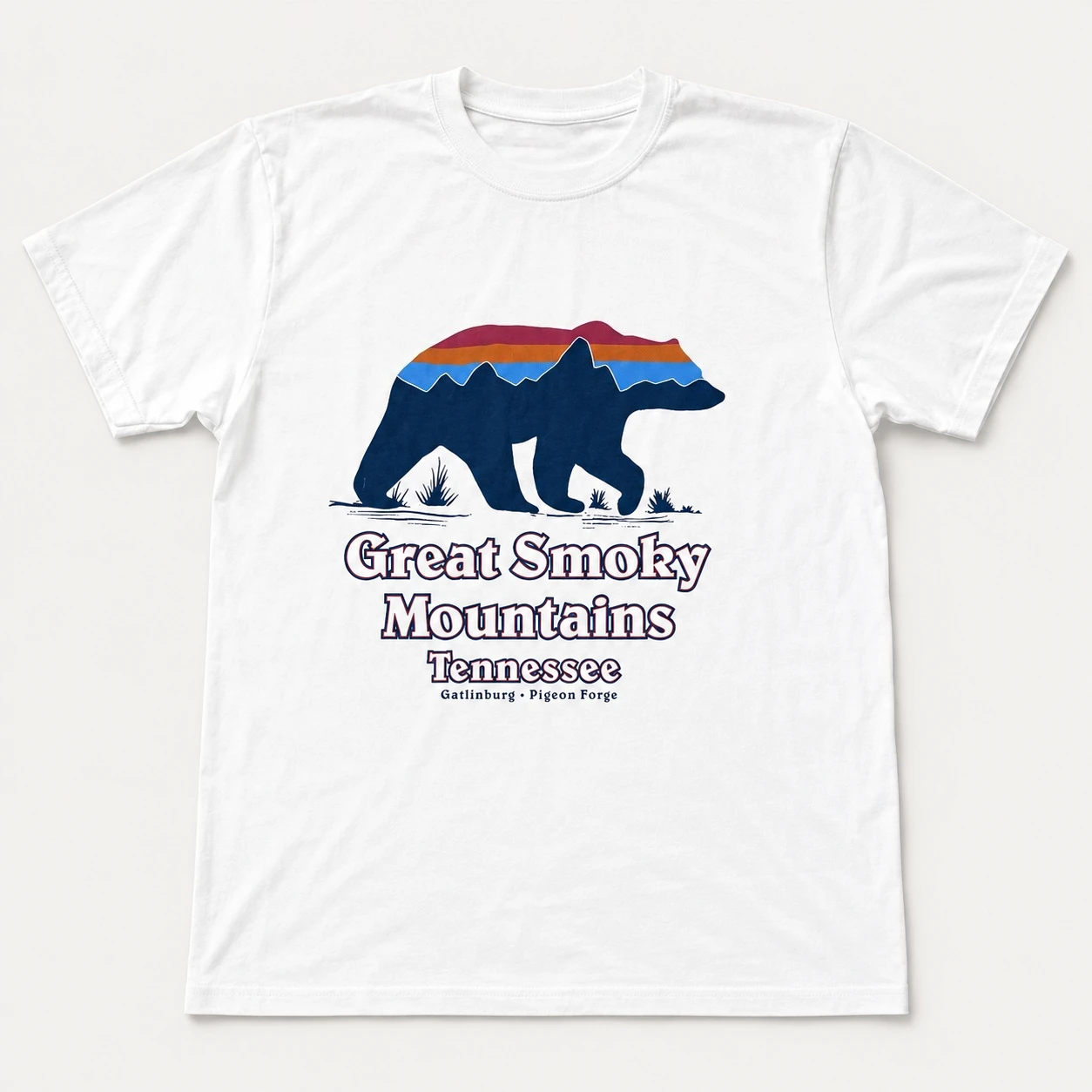 Camiseta gráfica con silueta de oso del Parque Nacional de Tennessee, estilo montañoso, unisex, holgada, oversize, Harajuku, streetwear, algodón