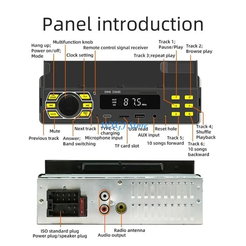 

37JE Radio Auto MP3 Player Hands-free Calling Stereo Digital FM Music Stereo Electronics Subwoofer Multiple Playback Choices