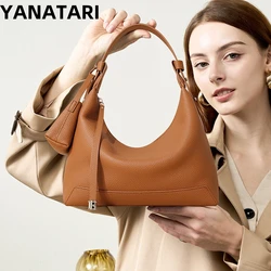 YANATARI Soft leather Dumpling bag leather bag Soft Leather Large Capacity minimalist Crossbody bag women female luxury Fashion