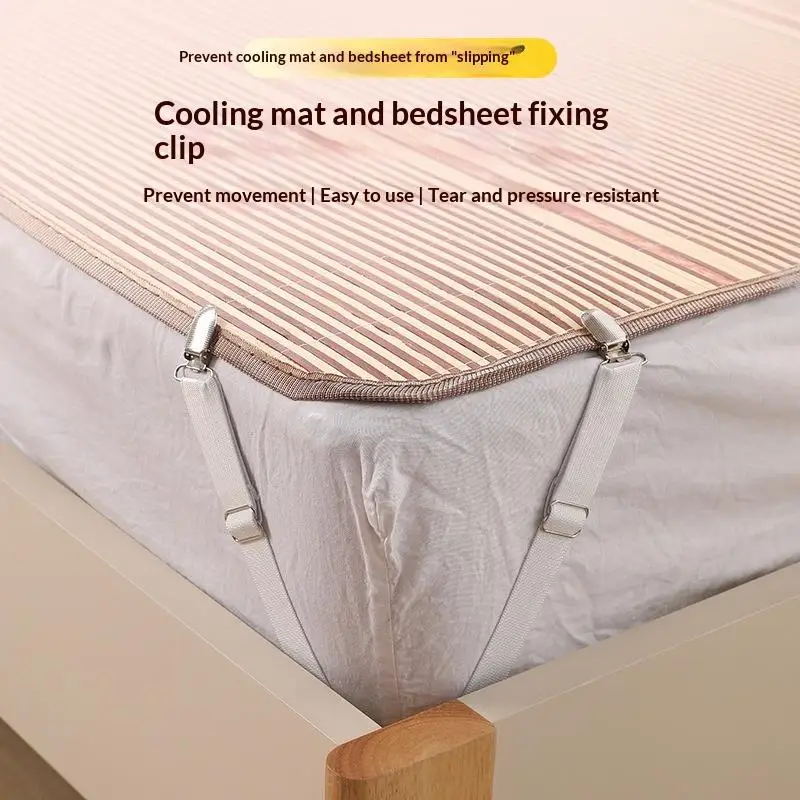 【New】Bed Sheet Clips Adjustable Bed Sheet Holder Straps Set Of 4 Elastic Fitted Bedding Clips Fasteners For Home Hotel