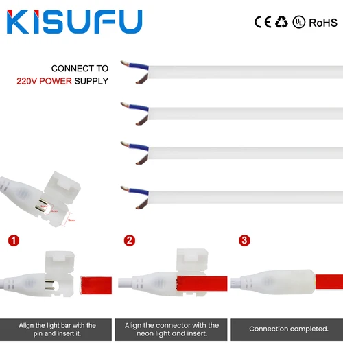 Imagen 1 del producto 1/10/50/100 Uds conector de cable de 2 pines para tira de luces LED COB FCOB de 10mm 220V 2835/5050 sin soldadura conector de 2 pines con cable de 20cm