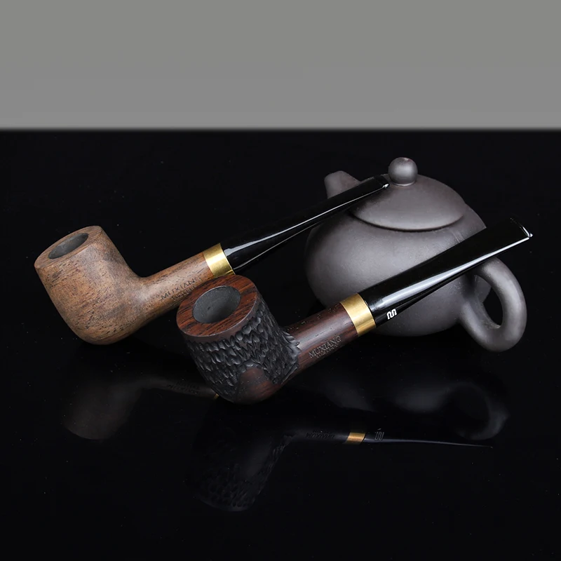 Straight Ebony Wood Smoking Pipe with 9mm Filters,Cigar Pipes,Wooden Smoke Tube,Acessories for Smoker,Boyfriend,Father Gift,Hot