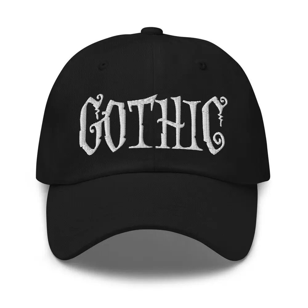 

Gothic Dramatic Style Baseball Cap Dark Goth Clothing White Thread