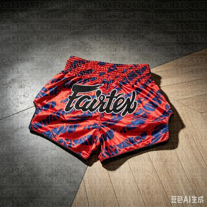 New Fairtex Muay Thai Shorts - BS1958 Red/Blue Men's Kid Oversized Breathable Speed Drying Octagonal Cage Training Shorts