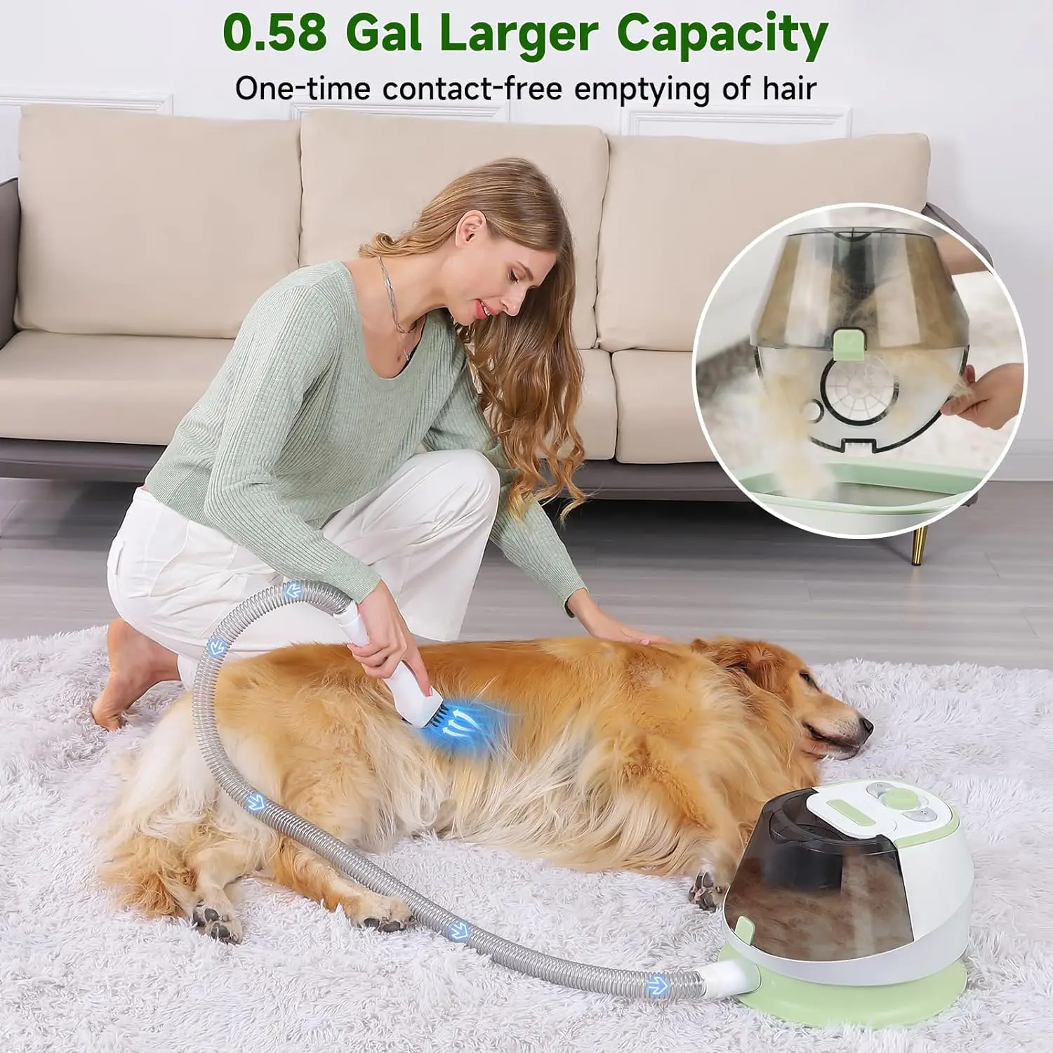 Gimify Dog Grooming Kit, Dog Hair Vacuum and Dog Dryer 2 in 1, Multifunctional Dog Grooming Clipper with 0.58 Gal Dust Cup and 9