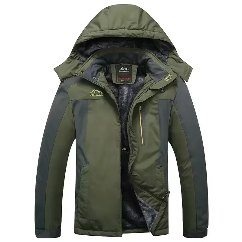 Men Winter Outdoor Hiking Jackets Hooded Fleece Warm Winter Jackets New Male Windproof and Rainproof Warm Parkas Men Clothing 9X