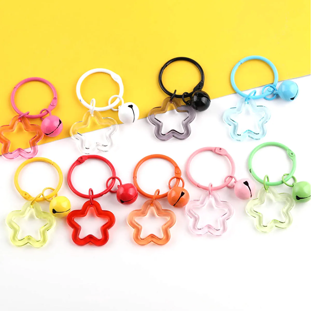 Colorful Hook Clasps Clips Bell Acrylic Flower Classic For Keyrings Bag Jewelry DIY Finding 55x30mm
