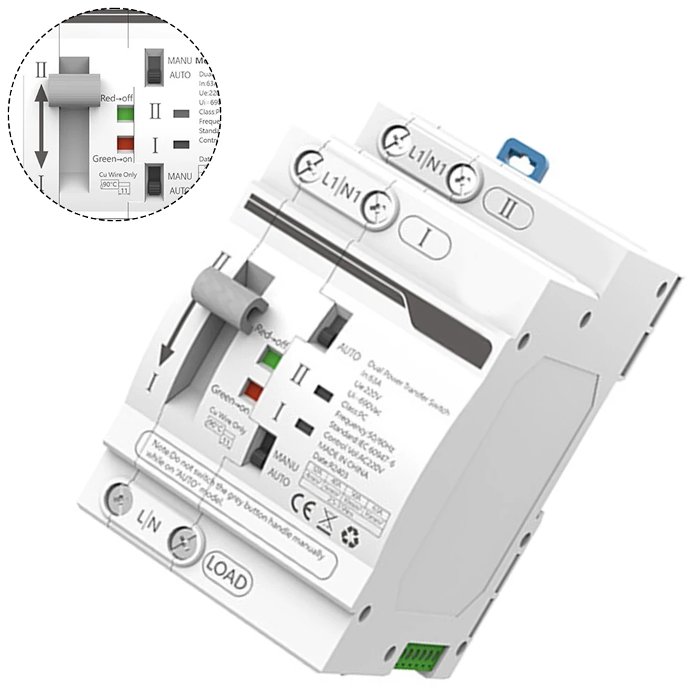 32-63A Transfer Switch Automatic Transfer Switch Manual Mode PC Grade Isolation Rated Working Current Automatic Mode