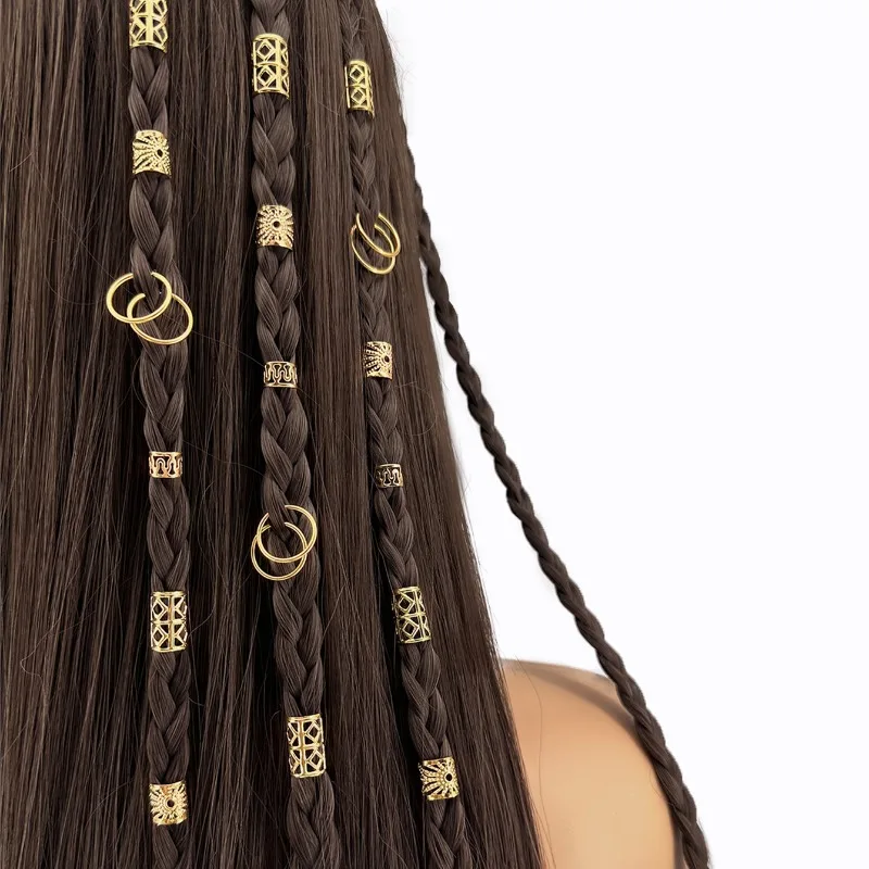 

80Pcs Gold Silver Dreadlock Rings Ear Cuffs Metal Hair Hoops for Dreadlocks Double Use As Earrings Secure Fit Easy To Install