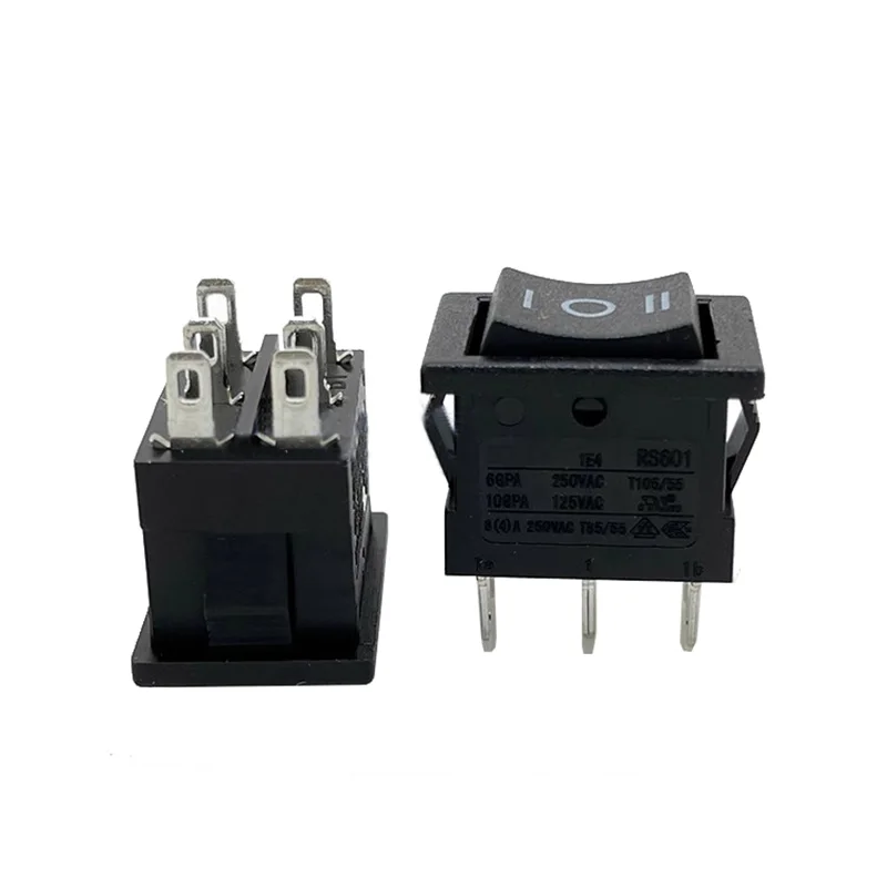 RS601 upswing boat-shaped switch button, 6-pin 2/3 position boat-shaped power toggle key, 6A250V, 19*13mm opening