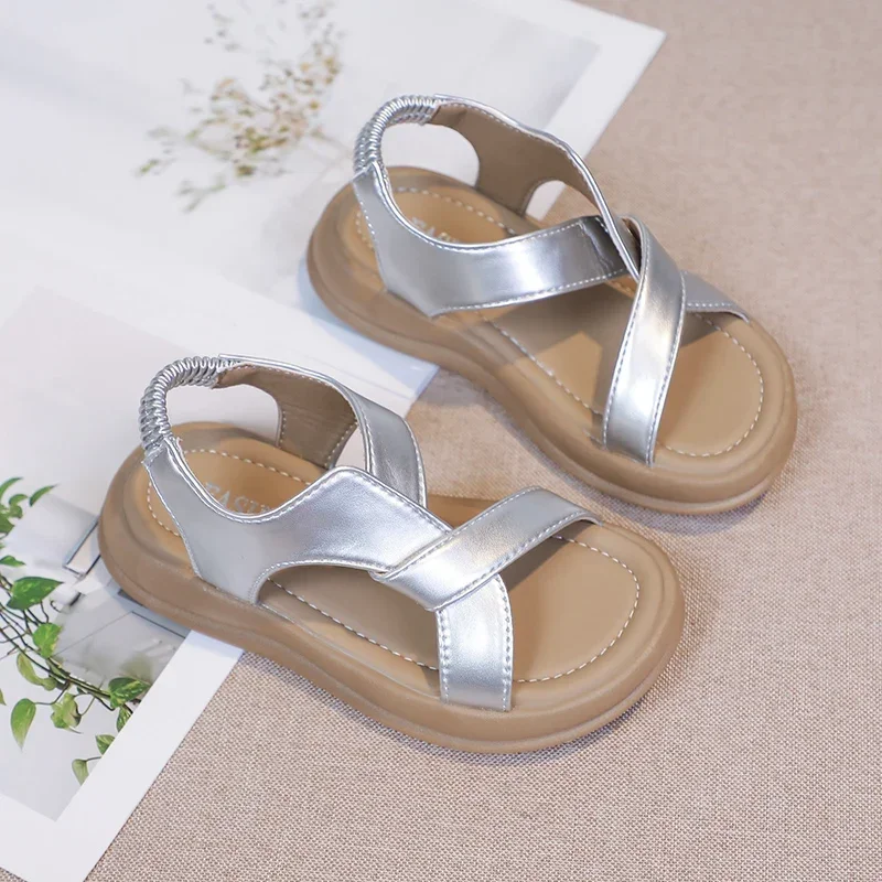 بسيطة جديدة للأطفال الصيف الجوف التدريجي الصنادل سميكة القاع الفتيات السببية المفتوحة تو الصنادل موضة الأطفال مدرسة صنادل طراز جلاديتور #6